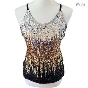 Glamorous Sequin Ombré Gradient Camisole with adjustable straps XXL